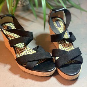 Lands End Black Wedge Heels